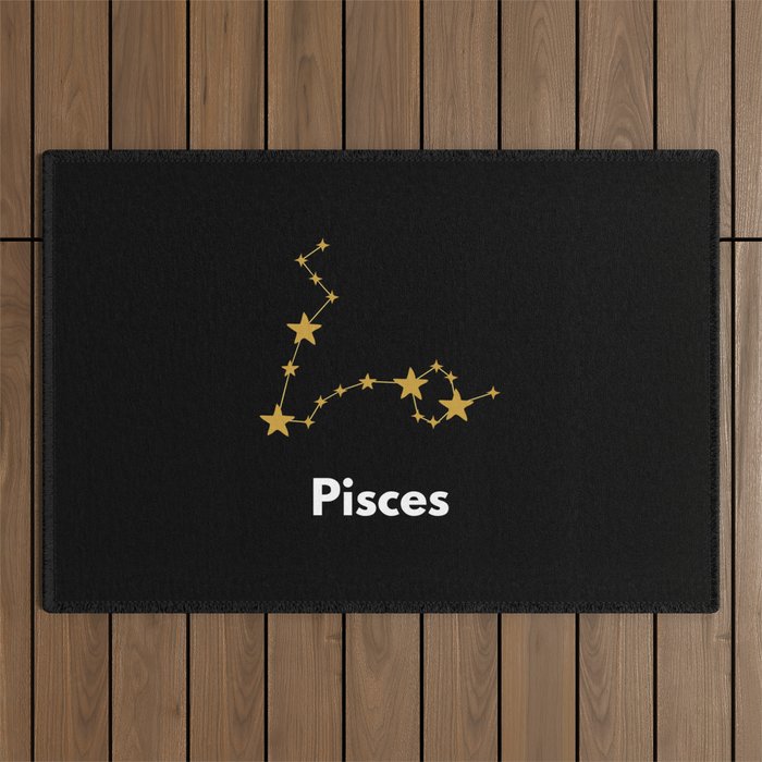 Pisces, Pisces Zodiac, Black Outdoor Rug
