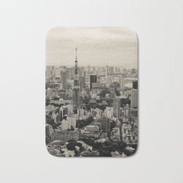 Sepia Tokyo Bath Mat | Sepia, Downtown, Digital, Monochrome, Urban, Photo, Japan, Tokyotower, City, Tokyo 