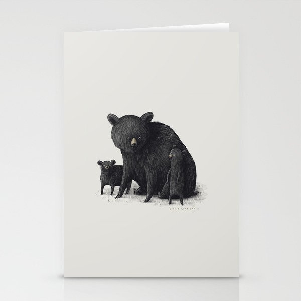 Black Bear Family Stationery Cards