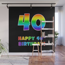 [ Thumbnail: HAPPY 40TH BIRTHDAY - Multicolored Rainbow Spectrum Gradient Wall Mural ]