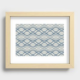 Blue & Linen White Thin Overlapping Horizontal Lines Pattern Pairs To 2020 Color of the Year Recessed Framed Print