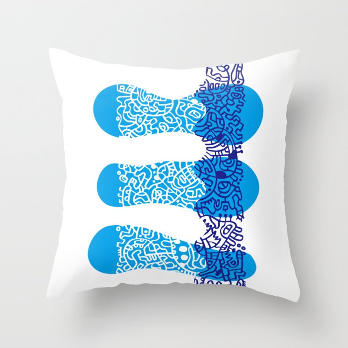 Water Cell Throw Pillow | Drawing, Drawing, Lines, Blue, Cell, Ouma, Japanese, Japan, Cool, Sea