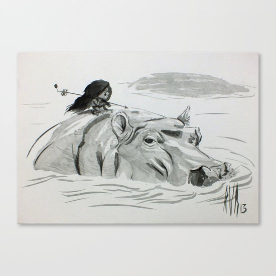 Fire and Hippo Canvas Print