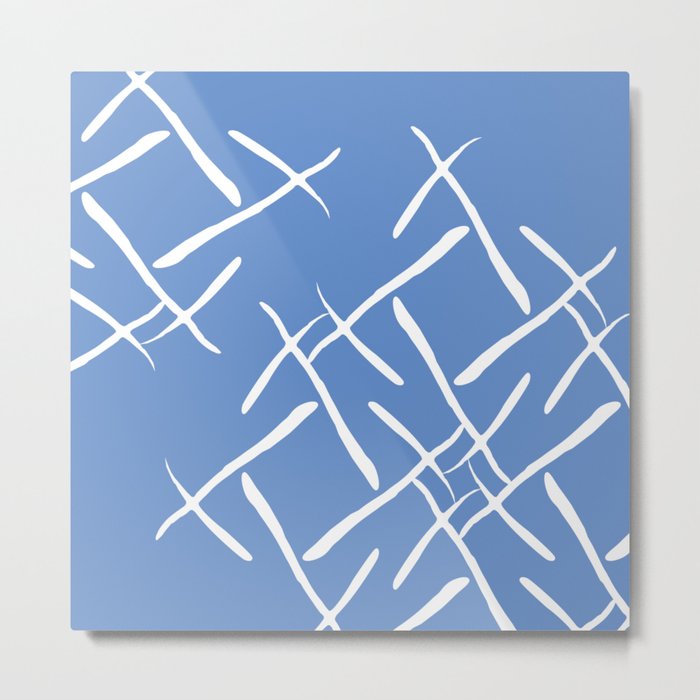 White cross marks on dark blue background Metal Print
