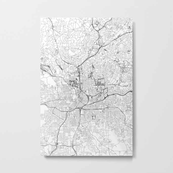 Atlanta White Map Metal Print
