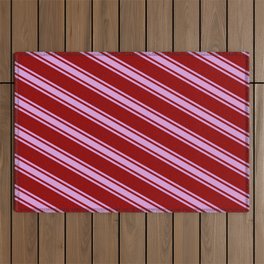 [ Thumbnail: Dark Red and Plum Colored Striped/Lined Pattern Outdoor Rug ]