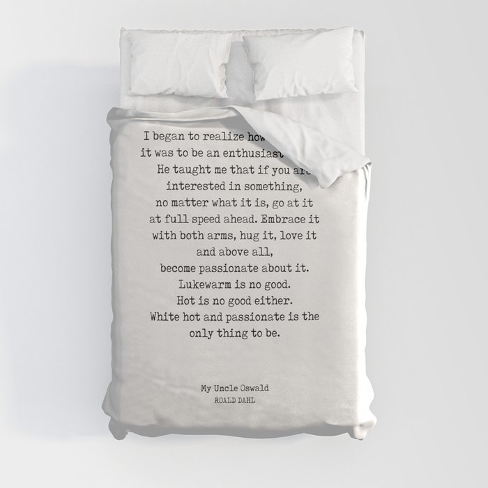 My Uncle Oswald - Roald Dahl Quote - Literature - Typewriter Print Duvet Cover