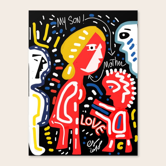 Mother And Son Love Street Art Graffiti Art Canvas Print By Emmanuel Signorino Society6