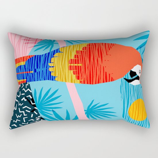 Say What - memphis throwback retro neon tropical 1980s 80s style hipster bright bird paradise art Rectangular Pillow