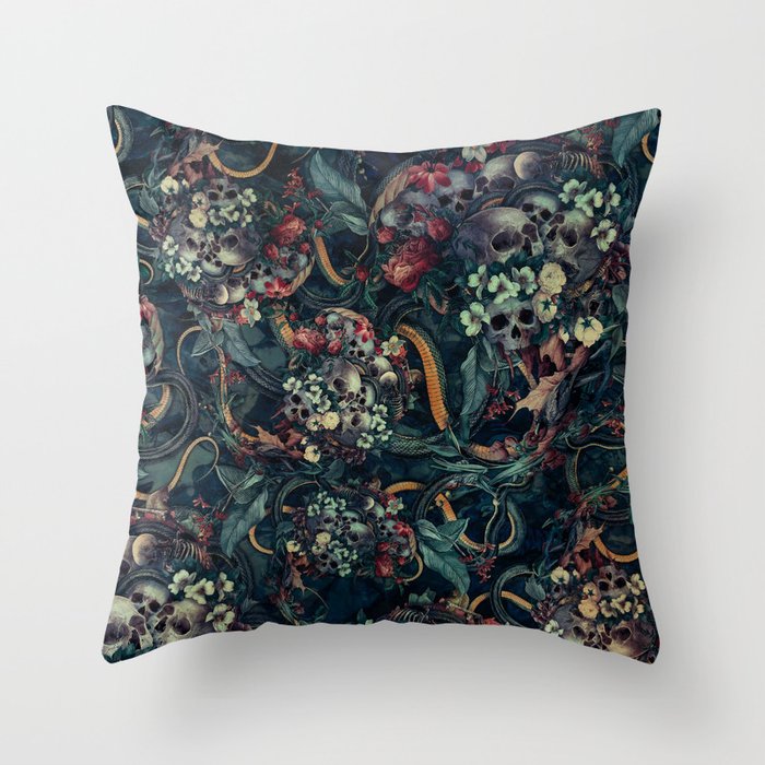 Skulls and Snakes Throw Pillow