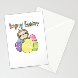Happy Easter Sweet Sloth Easter With Easter Eggs Stationery Card