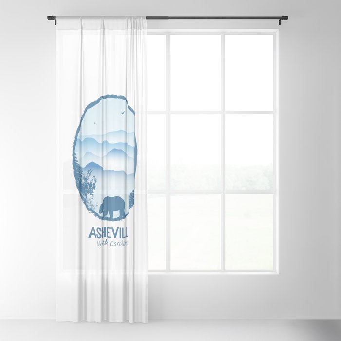 Asheville Blue Ridge Mountains White Sheer Curtain By Serenaking