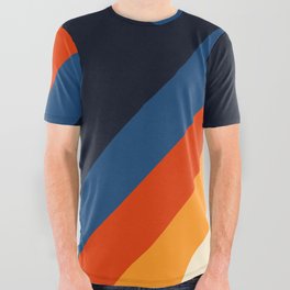 Colorful Classic Retro 70s Vintage Style Stripes - Padona All Over Graphic Tee