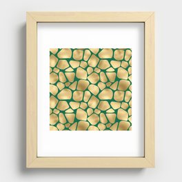 Gold Green Giraffe Skin Print Recessed Framed Print