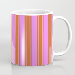 [ Thumbnail: Violet and Chocolate Colored Lines/Stripes Pattern Coffee Mug ]