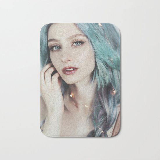 Green hair Bath Mat