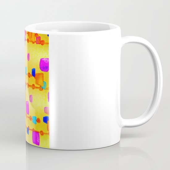 POLKA DOT MATRIX - Bright Bold Cheerful Dotty Geometric Squares Circles Abstract Watercolor Painting Mug