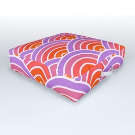 Vaporwave Sunset Japanese Waves Outdoor Floor Cushion