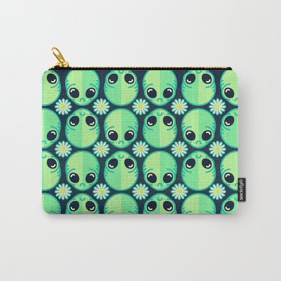 Sad Alien and Daisy Nineties Grunge Pattern Carry-All Pouch