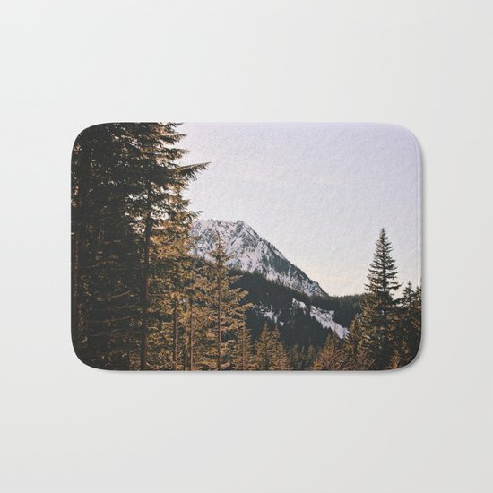 Snow Mountain in the Trees Bath Mat