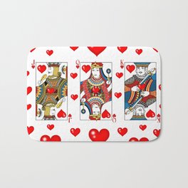JACK, QUEEN, KING OF HEARTS SUIT CASINO  FACE CARDS Bath Mat | Heartsart, Casinocards, Digital, Valentineshearts, Valentinesdecor, Redheartsart, Drawing, Redhearts, Casinonights, Playingcards 