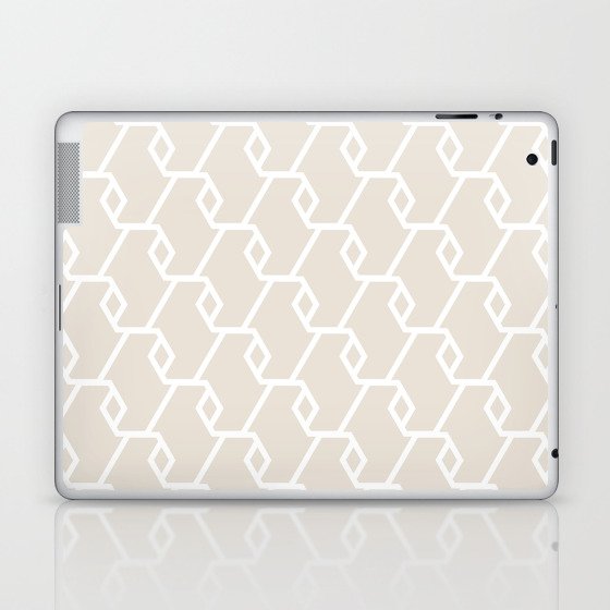 Beige and White Diamond Line Shape Tile Pattern Pairs DE 2022 Popular Color Crisp Muslin DE6212 Laptop & iPad Skin