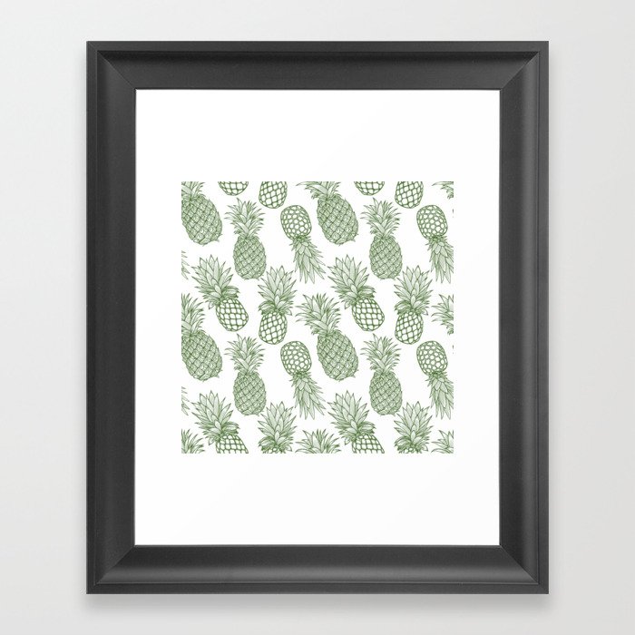 Fresh Pineapples White & Green Framed Art Print
