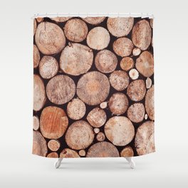 Stacked Round Logs x Hygge Scandi Rustic Cabin Shower Curtain