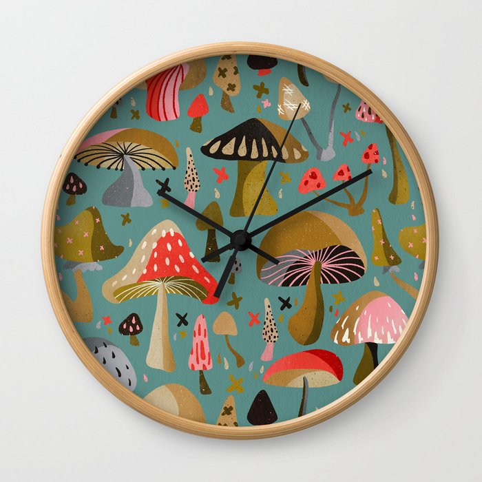 Mushroom Collection – Mint Wall Clock