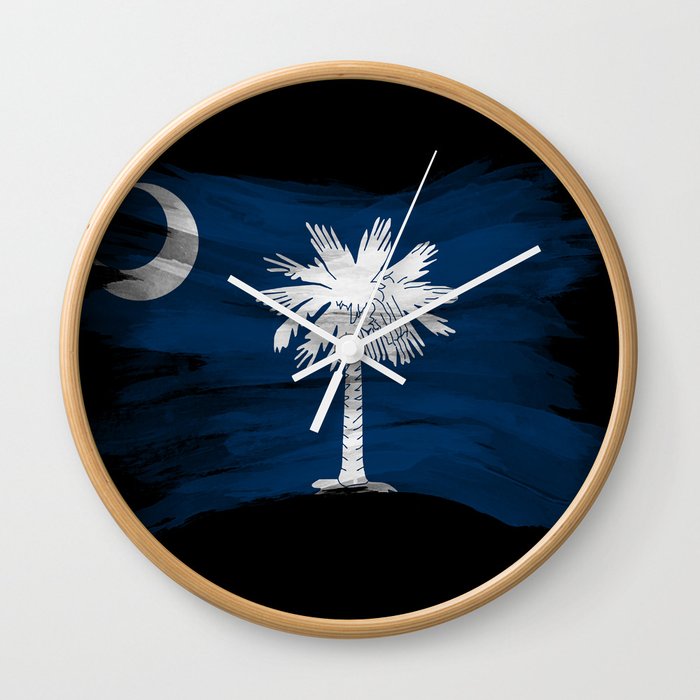 South Carolina state flag brush stroke, South Carolina flag background Wall Clock