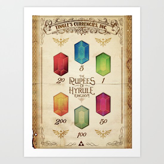 Legend of Zelda - The Rupees of Hyrule Kingdom Guide Art Print