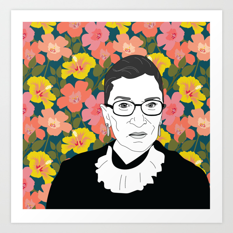 Ruth Bader Ginsburg Floral Art Print By Shannonsmithdesign Society6