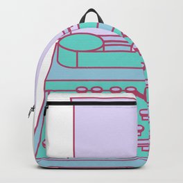 Typemachine Blue Backpack | Letters, Retro, Digital, Abstract, Cartoon, Pattern, Typography, Tecnology, Figurative, Vector 