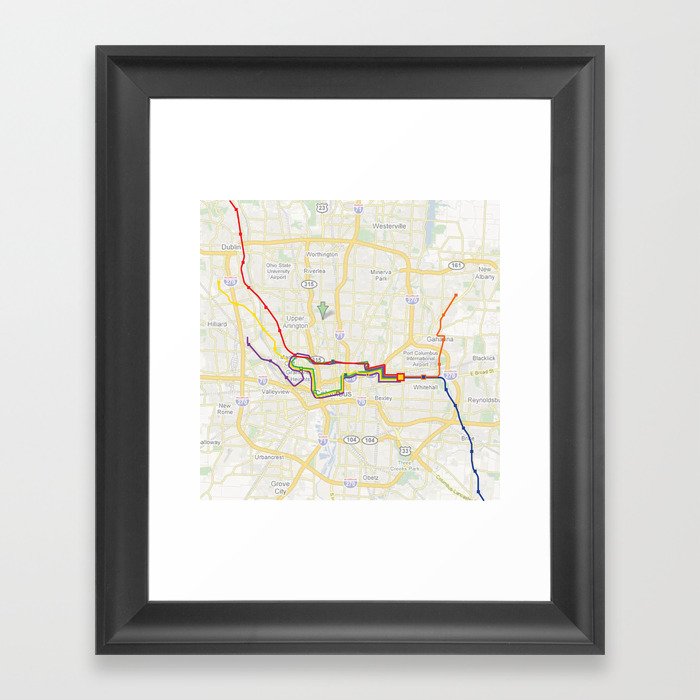 Running Map Framed Art Print
