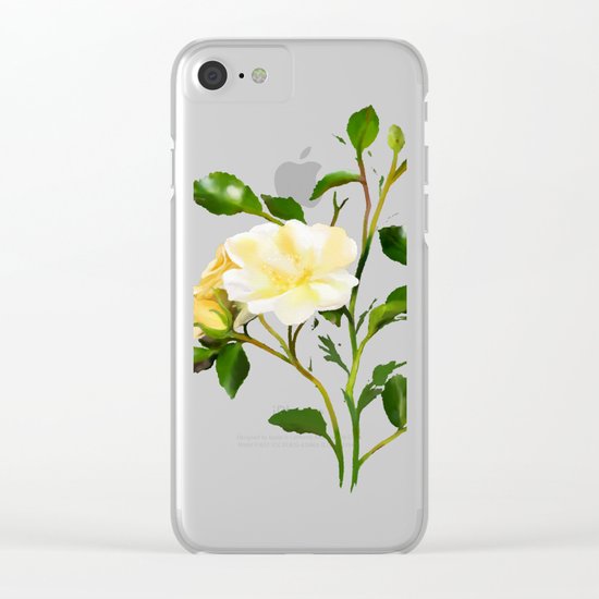 Yellow Watercolor Rose Clear iPhone Case