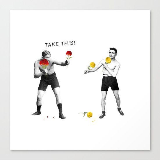 Floral fight - humor Canvas Print