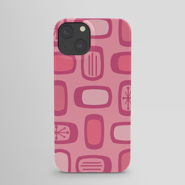 Midcentury MCM Rounded Rectangles Hot Pink iPhone Case