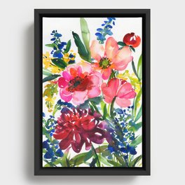 my floral garden in watercolor Framed Canvas