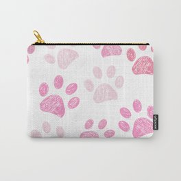 Pink colored paw print background Carry-All Pouch