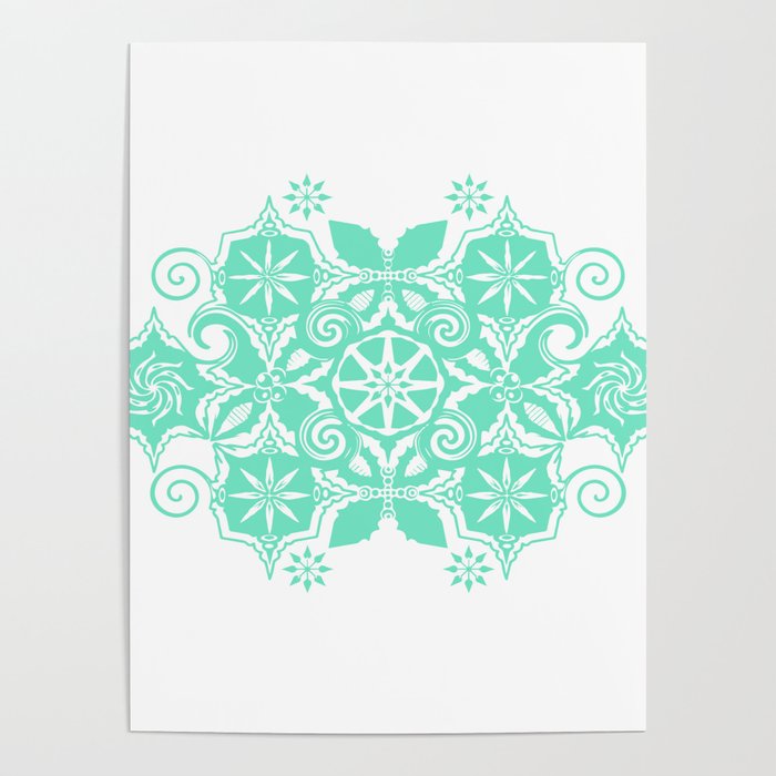 Vintage Holiday Seafoam Green Candy Pattern - Screen Print Style Poster
