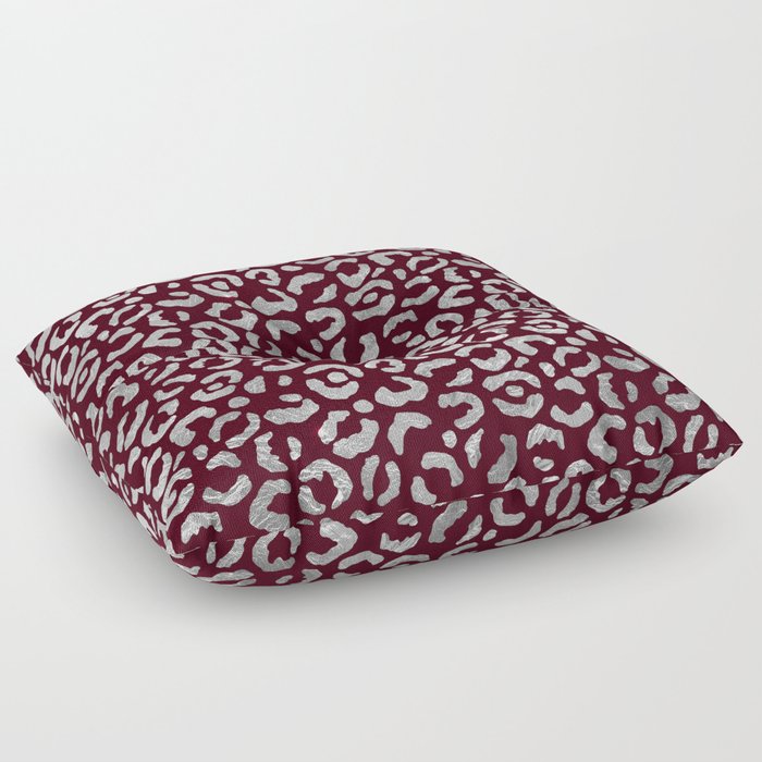 Burgundy Glam Leopard Print 02 Floor Pillow