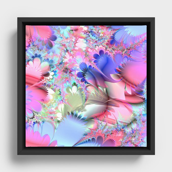 Groovy Pastel Fractal Framed Canvas