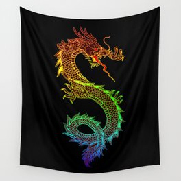 Traditional Chinese dragon in rainbow colors Wall Tapestry