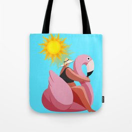 Time you enjoy wasting is not wasted time. Tote Bag | Enjoylife, Summer, Curvy, Pinkflamingo, Lovelife, Sun, Coolgirl, Curves, Drawing, Pool 
