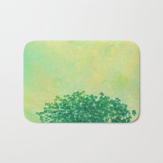 Green Lone Tree, Summer Sunlight Bath Mat