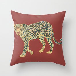 Leopard - Red Throw Pillow