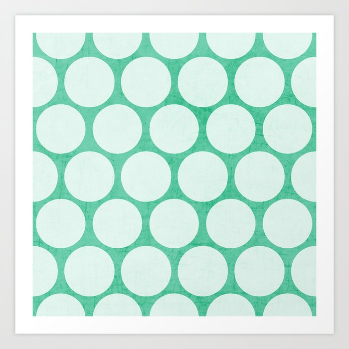 mint and white polka dots Art Print by her art Society6