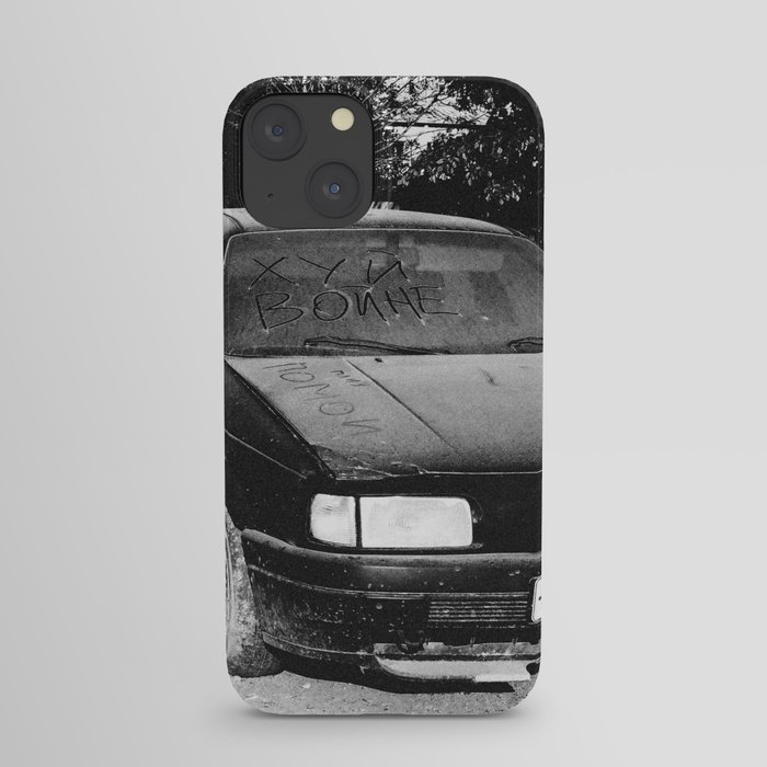 fuck war in Russian on abandoned car iPhone Case