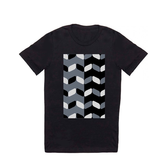 Vintage Diagonal Rectangles Black White Slate Gray T Shirt