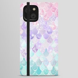 Cute Mermaid Pattern, Light Pink, Purple, Teal iPhone Wallet Case